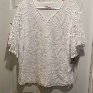 White Textured Women's Top